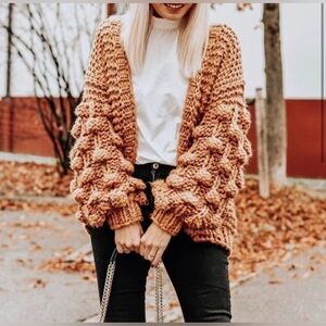 Chicwish Chunky Knit Tan Cardigan
